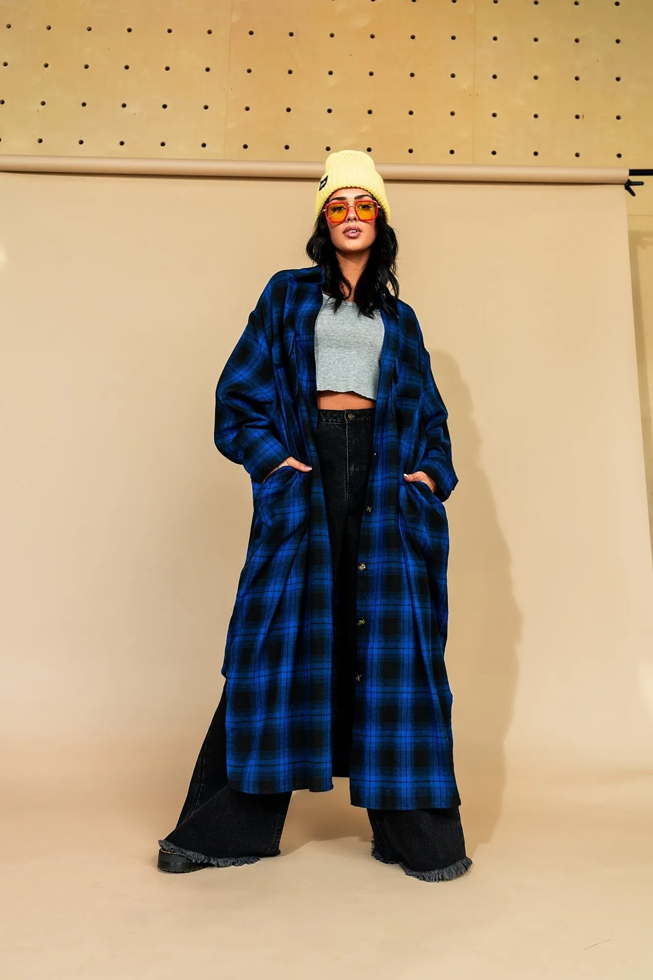 Grunge Goddess Flannel in Cobalt Blue