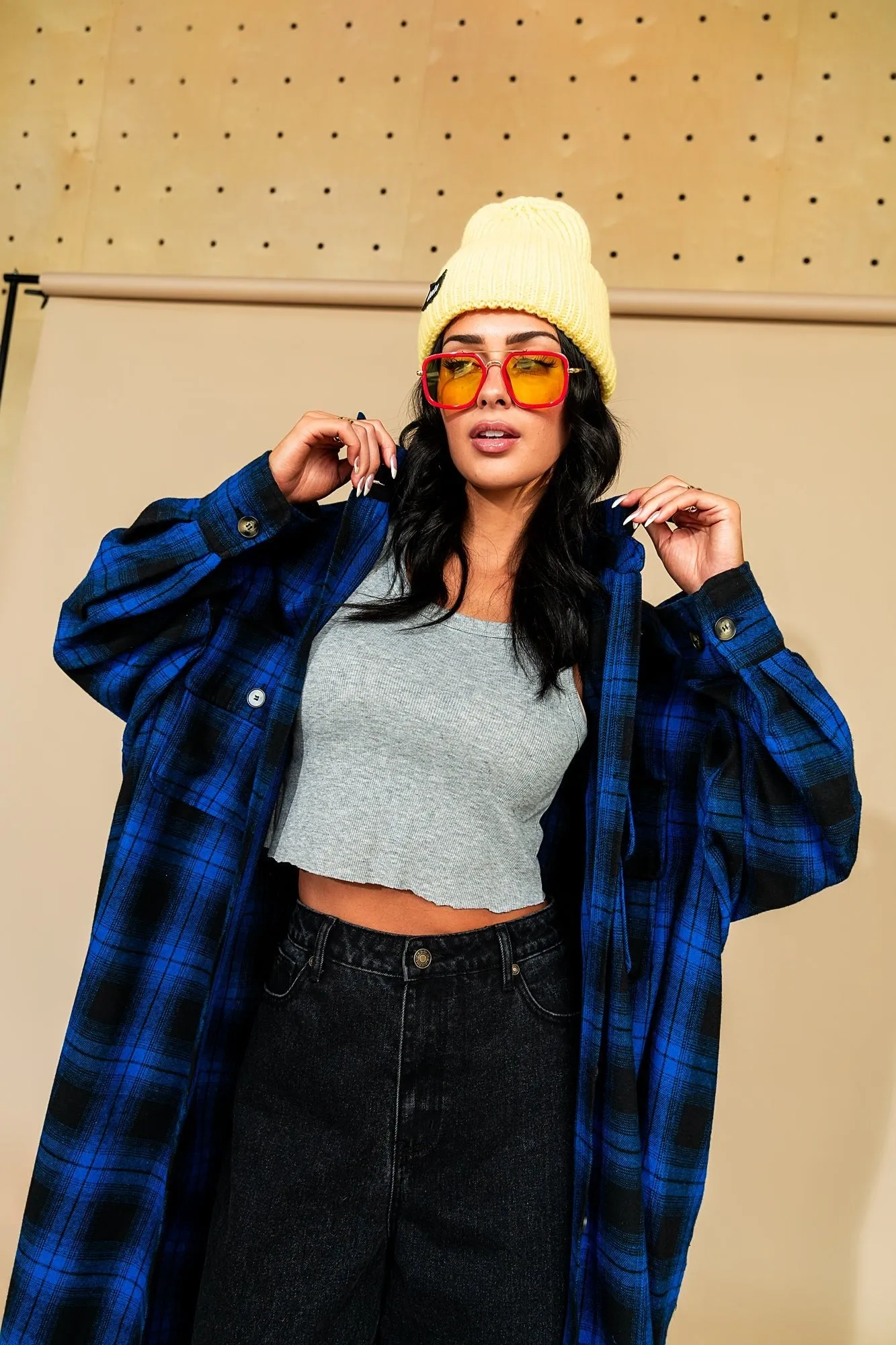 Grunge Goddess Flannel in Cobalt Blue