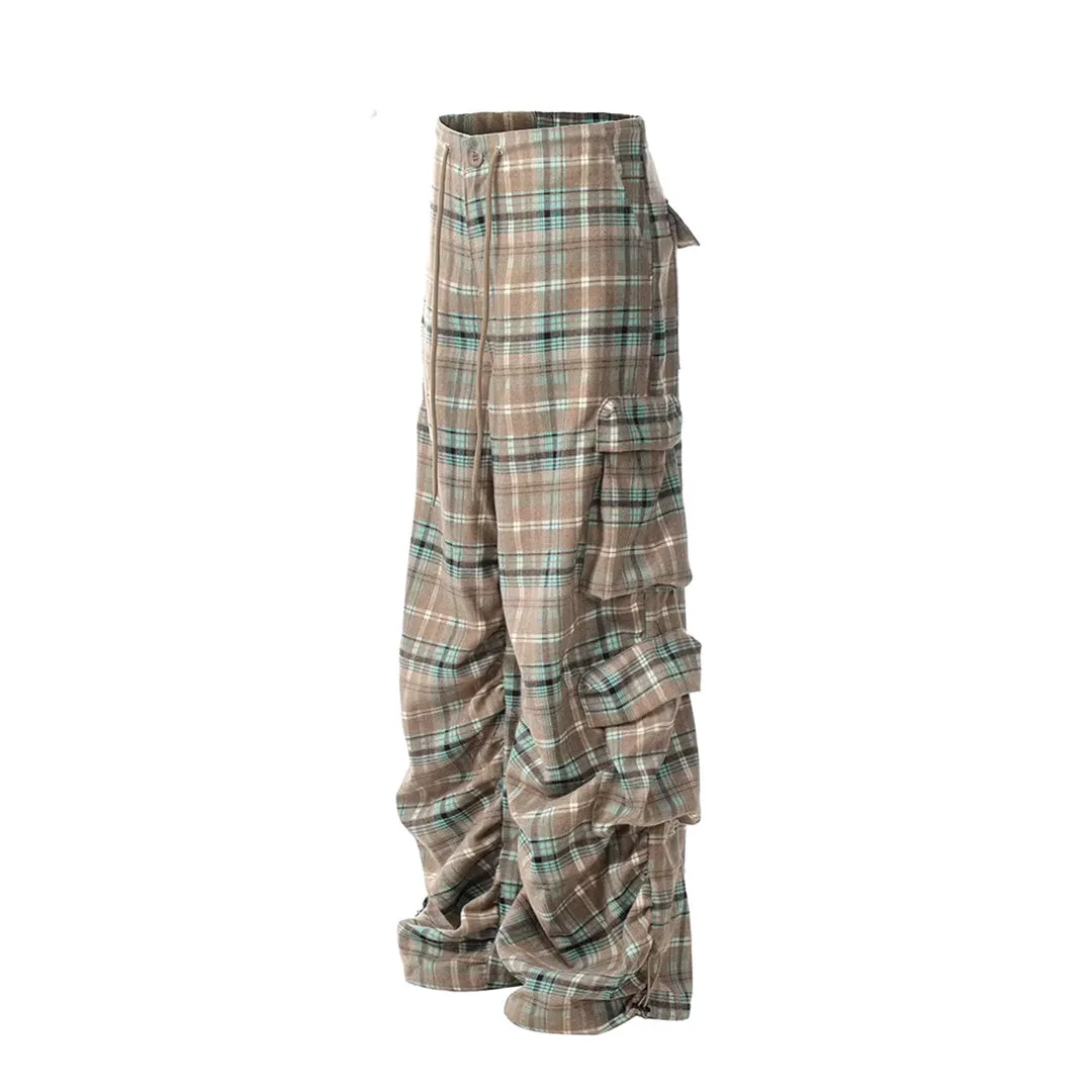Heritage Pleated Plaid Cargo Pants