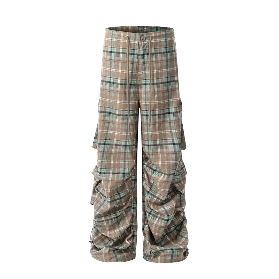 Heritage Pleated Plaid Cargo Pants