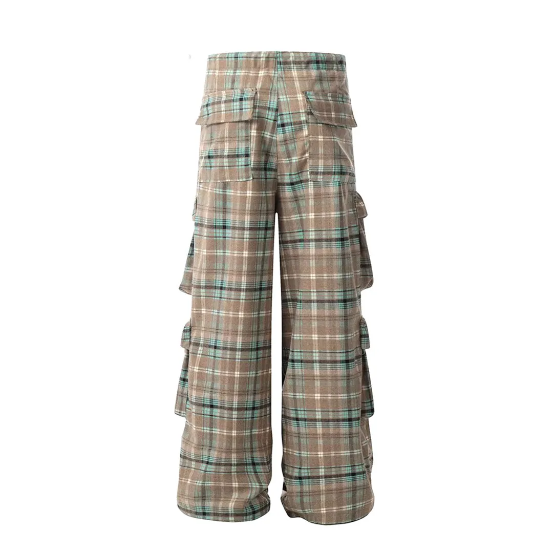 Heritage Pleated Plaid Cargo Pants