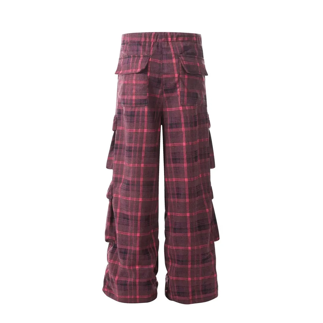 Heritage Pleated Plaid Cargo Pants