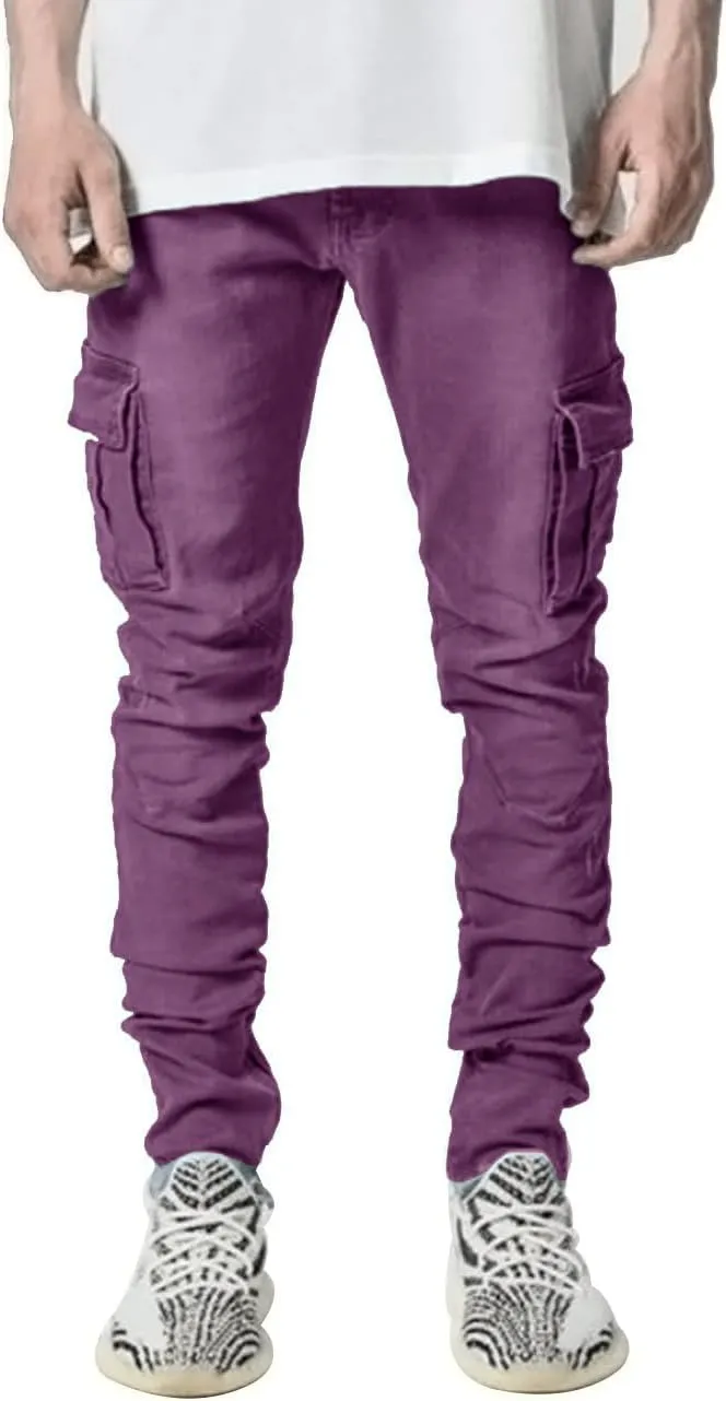 HUNGSON Men's Slim Fit Stretch Jeans Ripped Skinny Jeans for Men, Distressed Straight Leg Fashion Comfort Flex Waist Pants