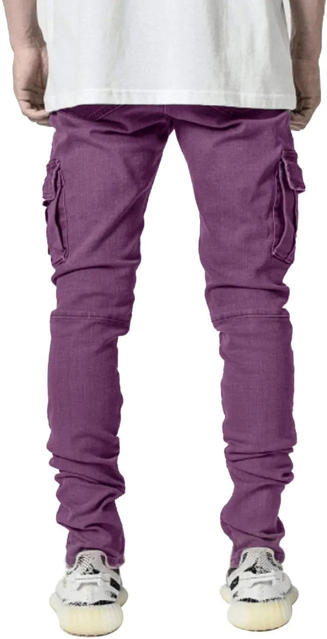 HUNGSON Men's Slim Fit Stretch Jeans Ripped Skinny Jeans for Men, Distressed Straight Leg Fashion Comfort Flex Waist Pants