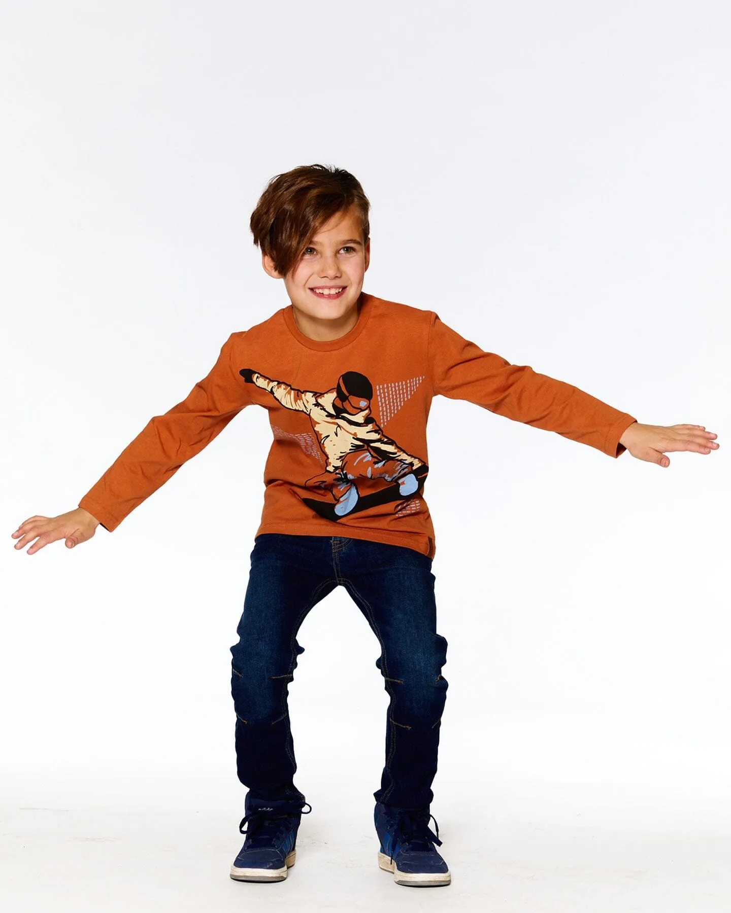 Jersey T-shirt With Print Burnt Orange