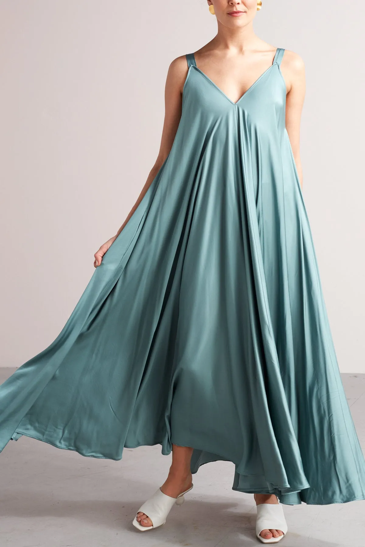 MALIA fluttering maxi dress dress in dusty blue