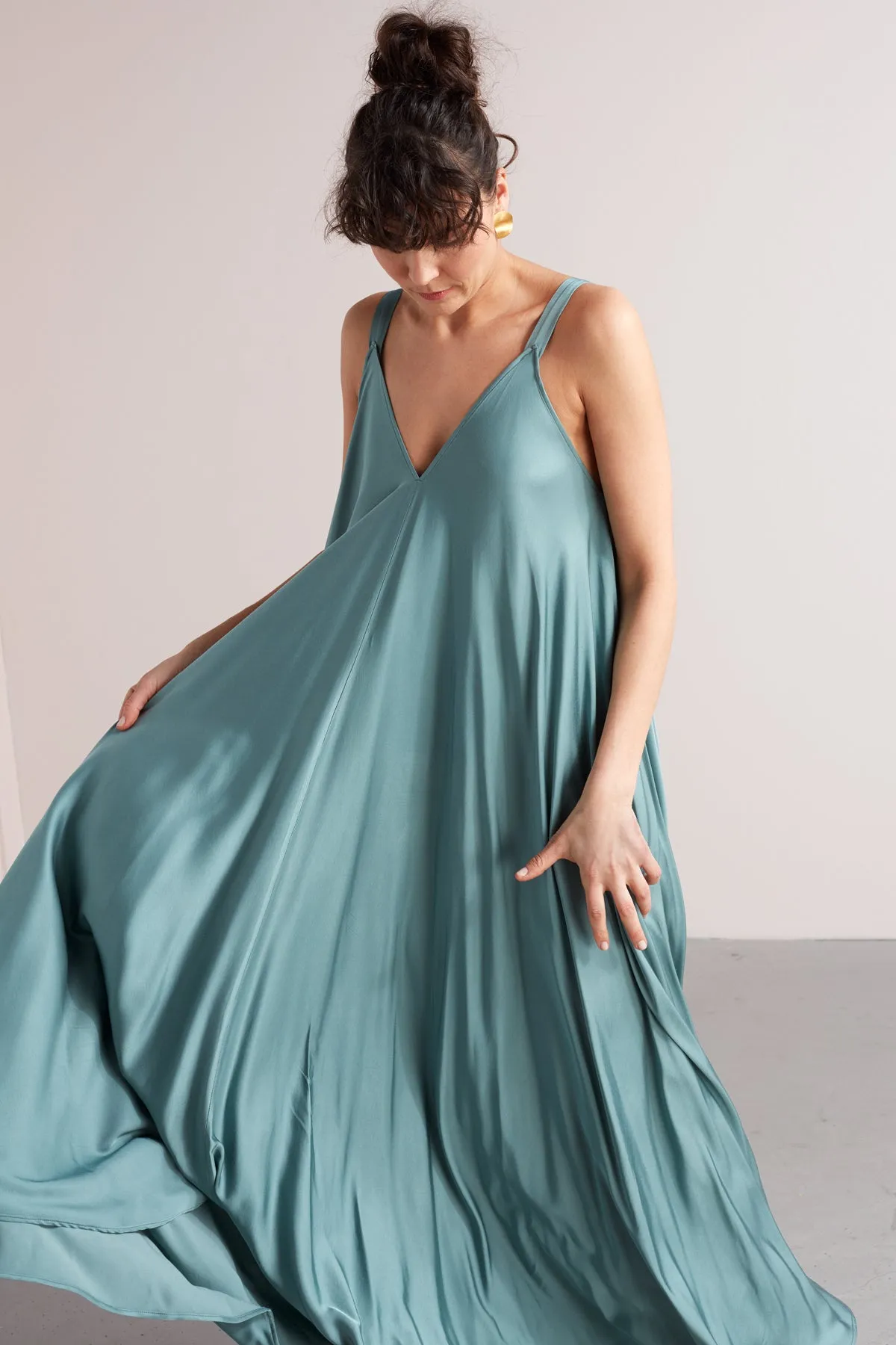 MALIA fluttering maxi dress dress in dusty blue