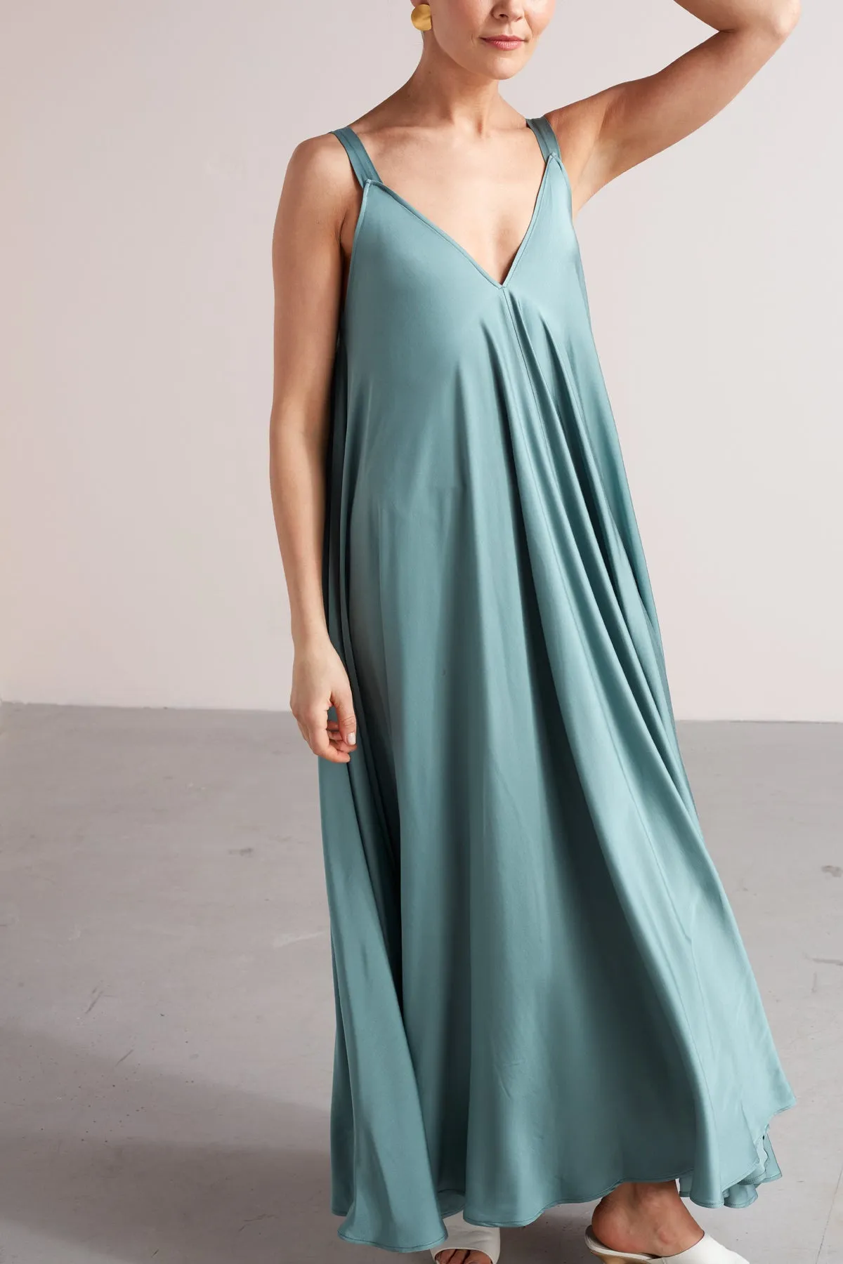 MALIA fluttering maxi dress dress in dusty blue