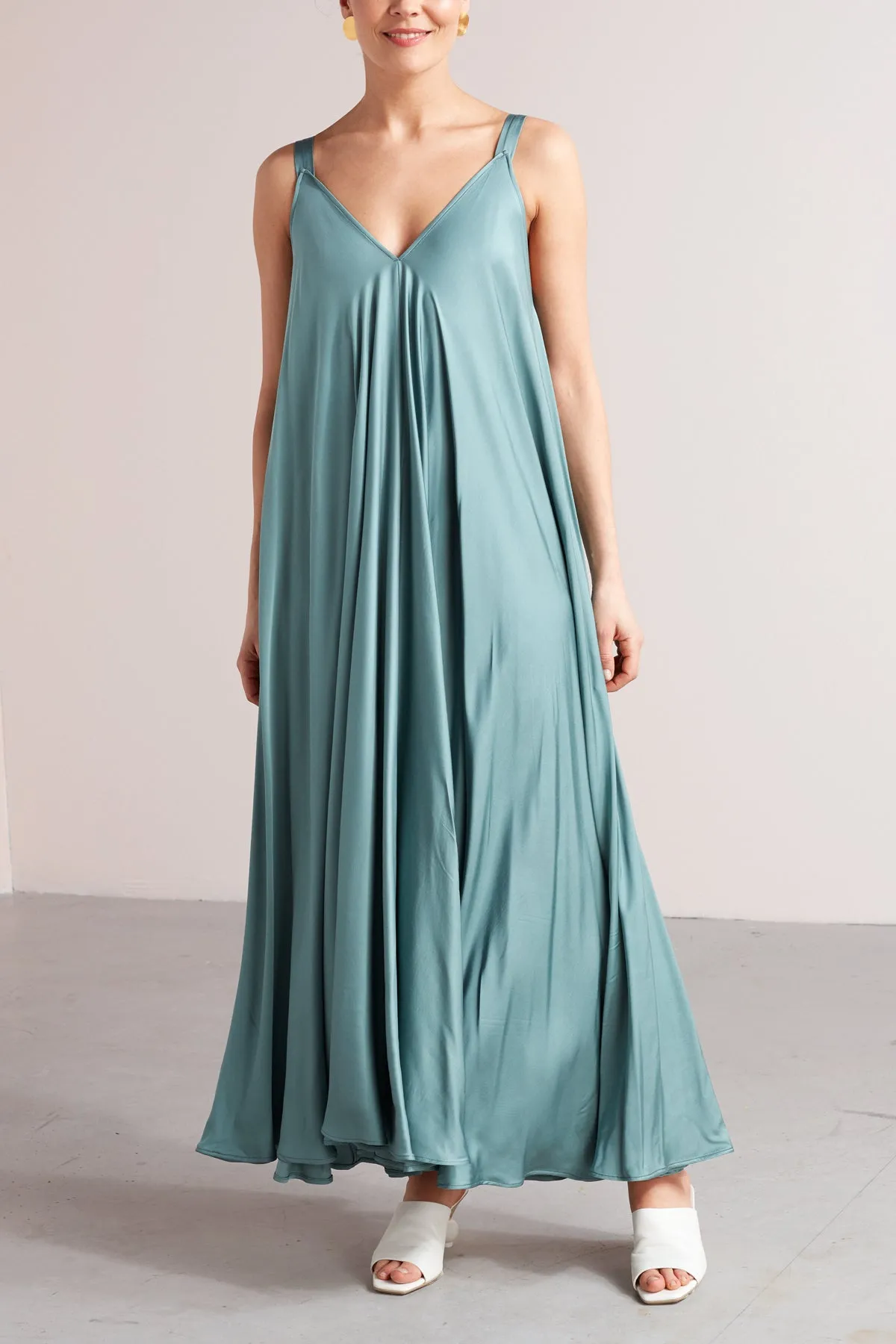 MALIA fluttering maxi dress dress in dusty blue