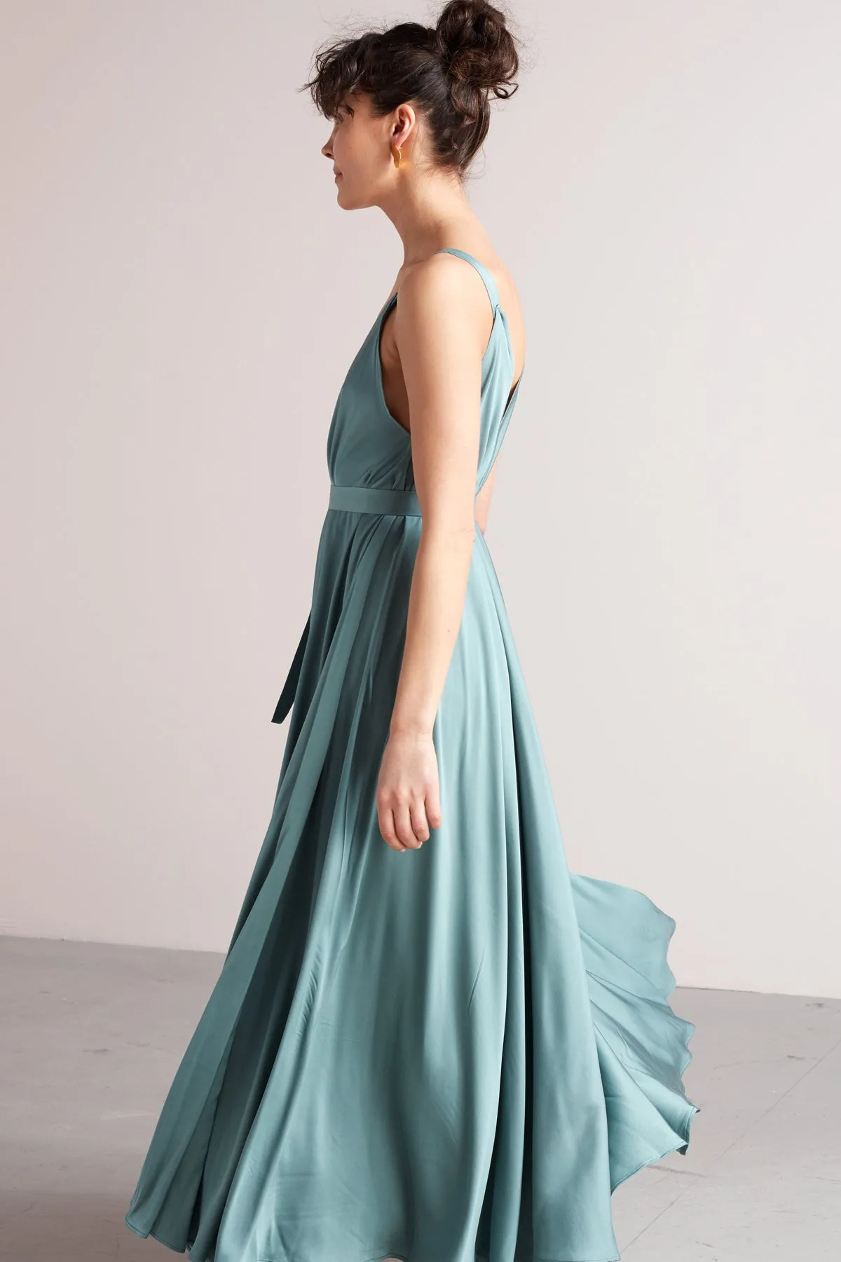 MALIA fluttering maxi dress dress in dusty blue
