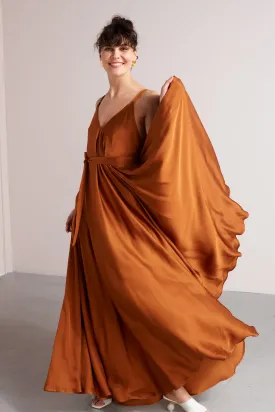 MALIA fluttering maxi dress in bronze