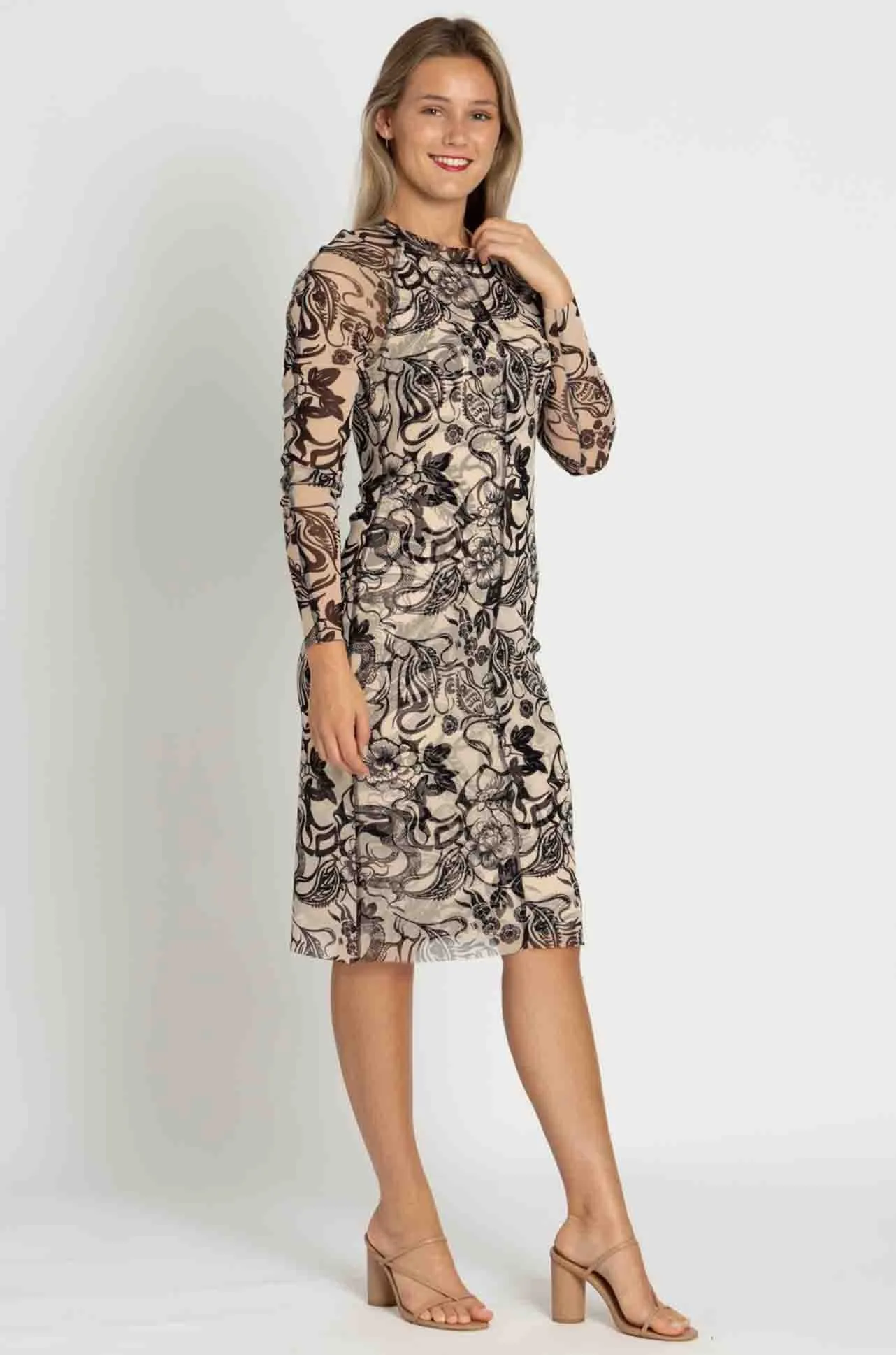 Marc Cain - Print Mesh High Neck Dress