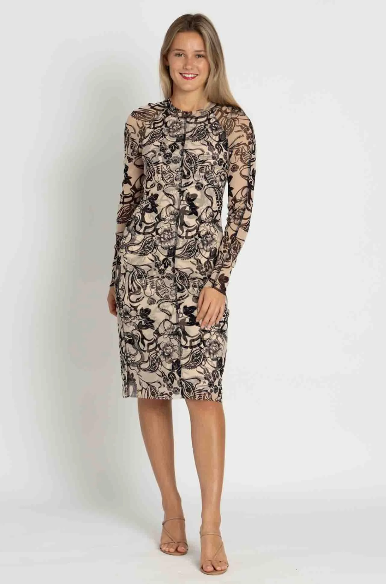 Marc Cain - Print Mesh High Neck Dress