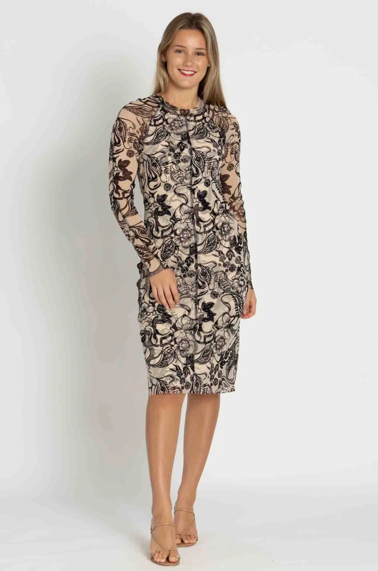 Marc Cain - Print Mesh High Neck Dress