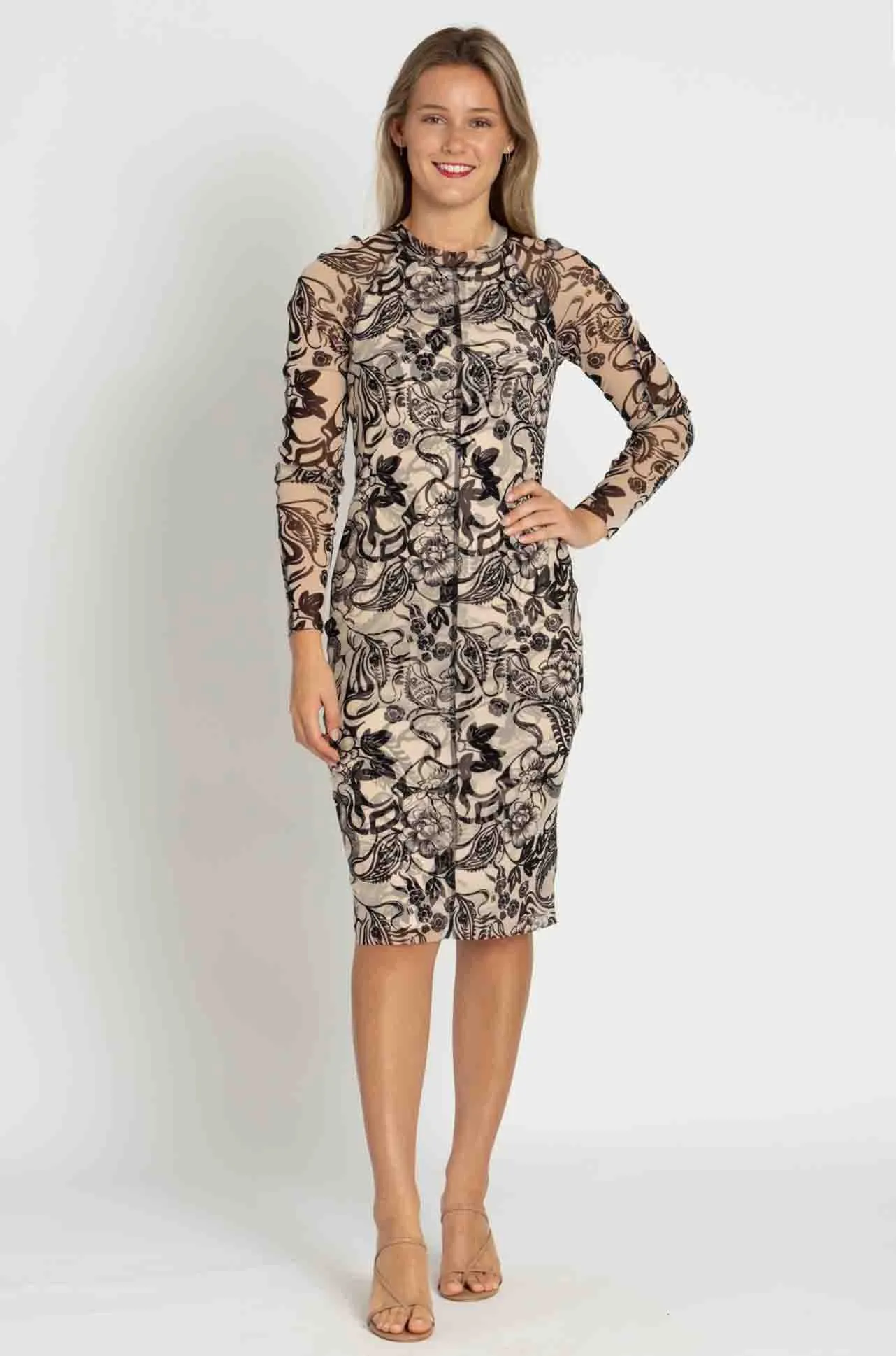 Marc Cain - Print Mesh High Neck Dress
