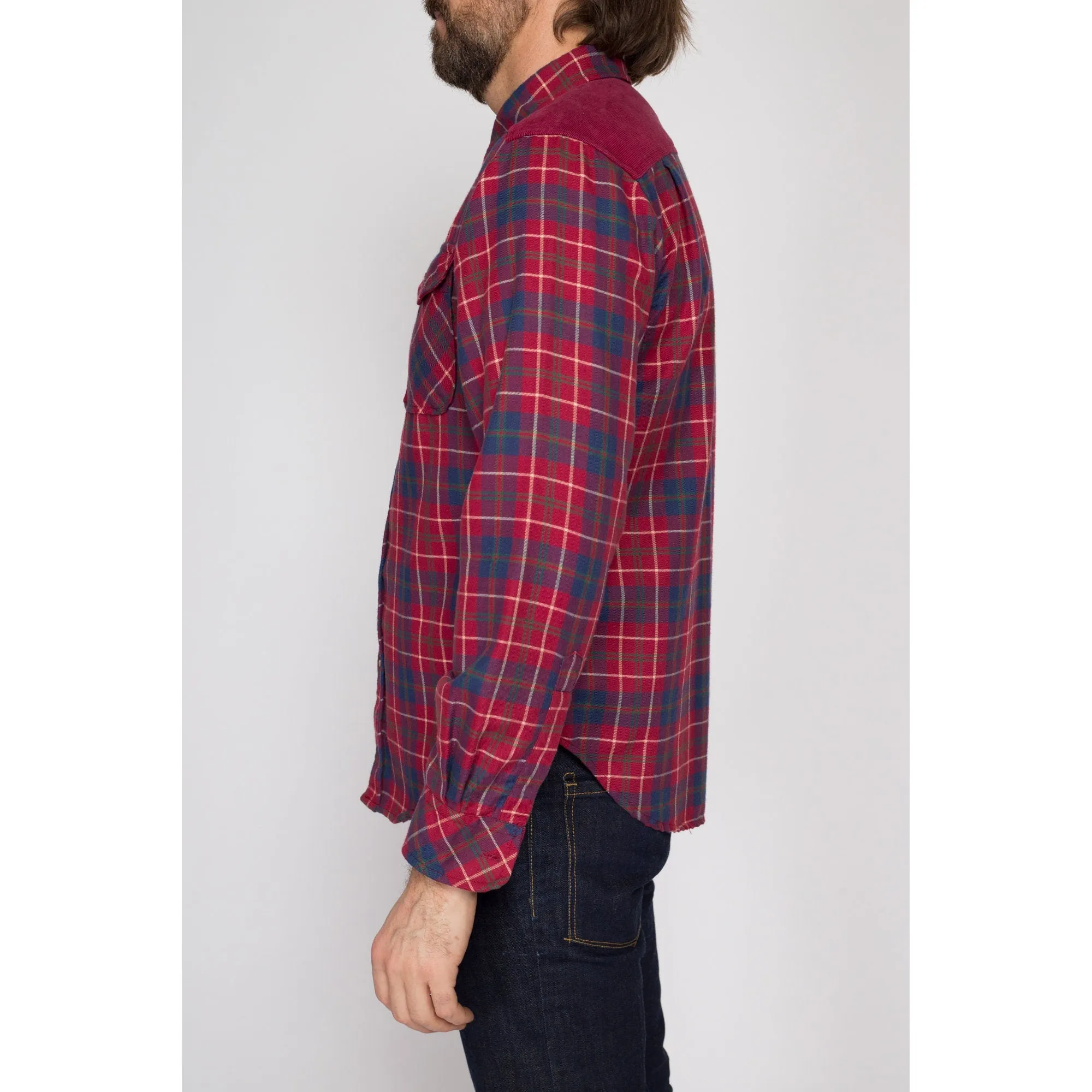 Medium 90s Hang Ten Red Plaid Flannel Shirt l