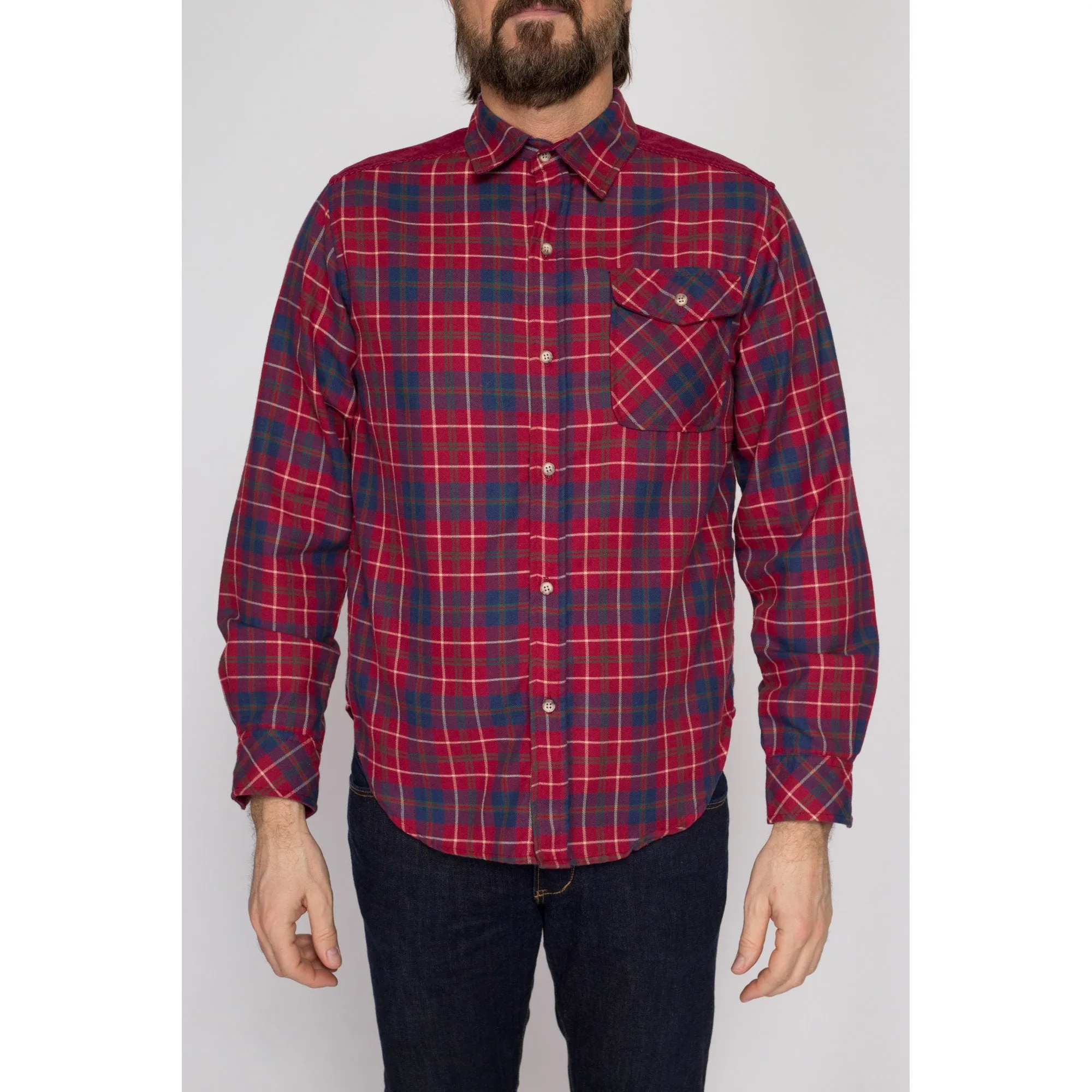 Medium 90s Hang Ten Red Plaid Flannel Shirt l