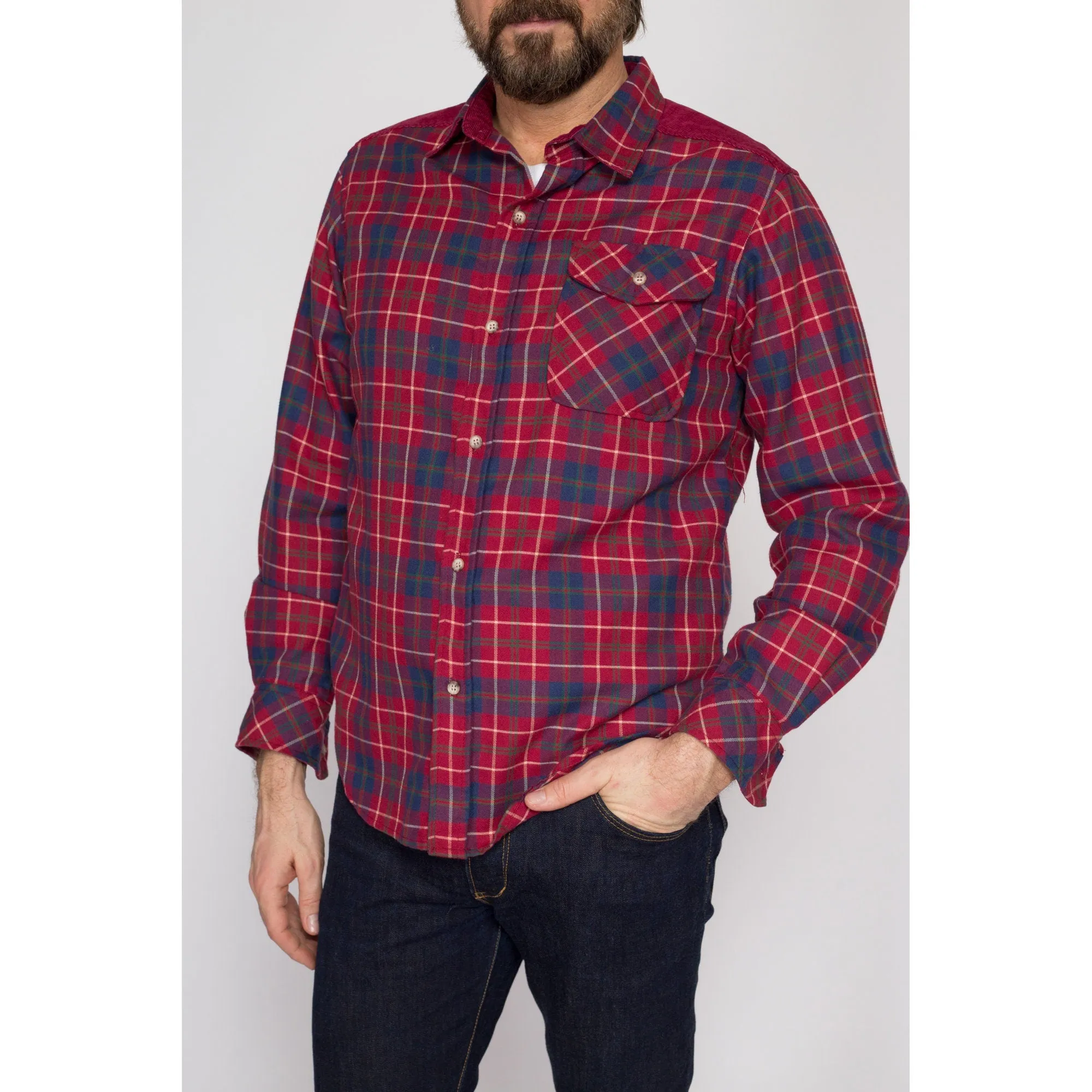 Medium 90s Hang Ten Red Plaid Flannel Shirt l
