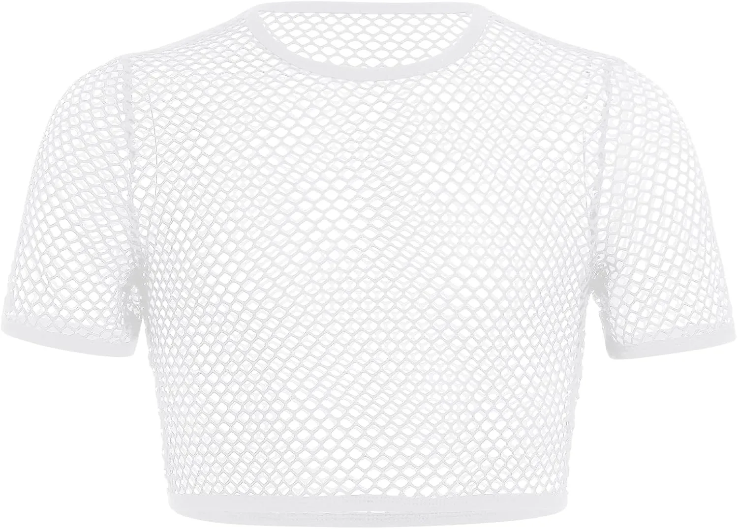 Men's Fishnet Shirts Sheer Short Sleeve Crop Top Mesh Tank Tops Rave Going Out Dance Tops
