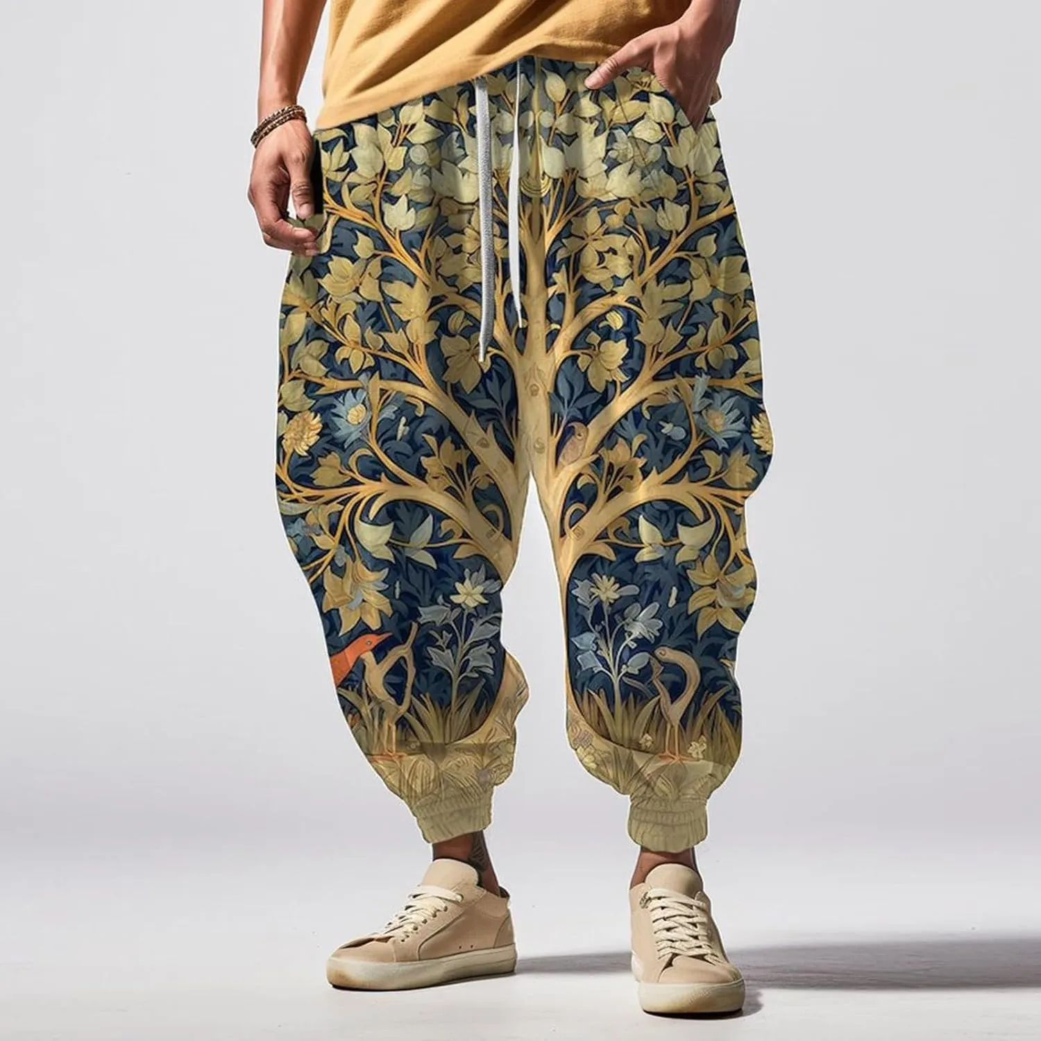 Mens Joggers Fun Print Fashion Street Feel Casual Sweatpants Baggy Elastic Waist Novelty Pant Mens Linen Pants Pants
