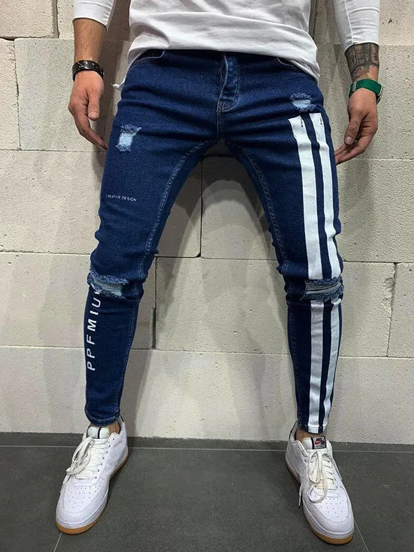 Men's Striped Stretch Skinny Jeans