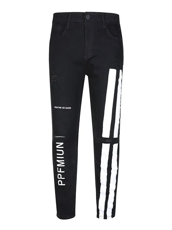 Men's Striped Stretch Skinny Jeans