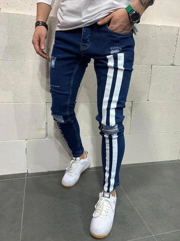Men's Striped Stretch Skinny Jeans