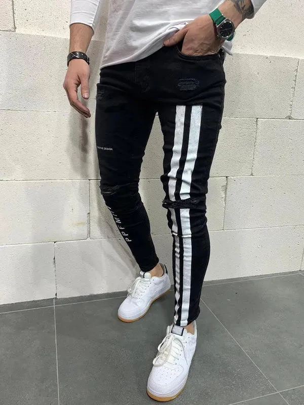 Men's Striped Stretch Skinny Jeans