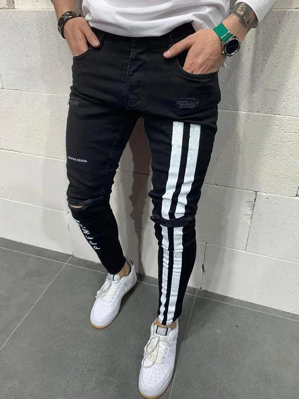 Men's Striped Stretch Skinny Jeans