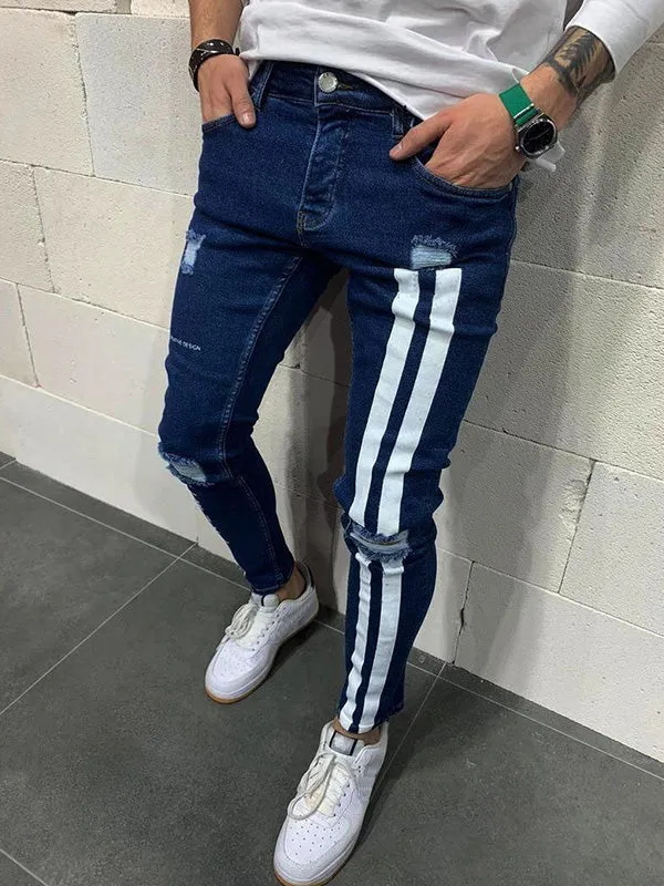 Men's Striped Stretch Skinny Jeans