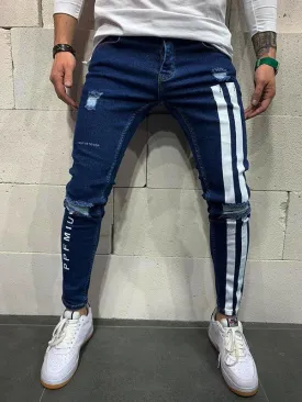 Men's Striped Stretch Skinny Jeans