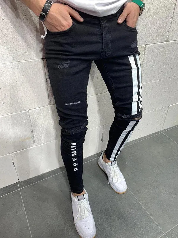 Men's Striped Stretch Skinny Jeans