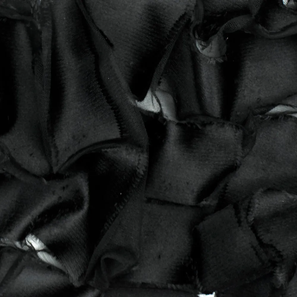Mystical Black-Black Geometry Patch Clip Spot Tulle Fabric