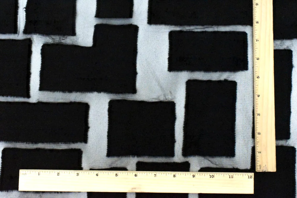 Mystical Black-Black Geometry Patch Clip Spot Tulle Fabric