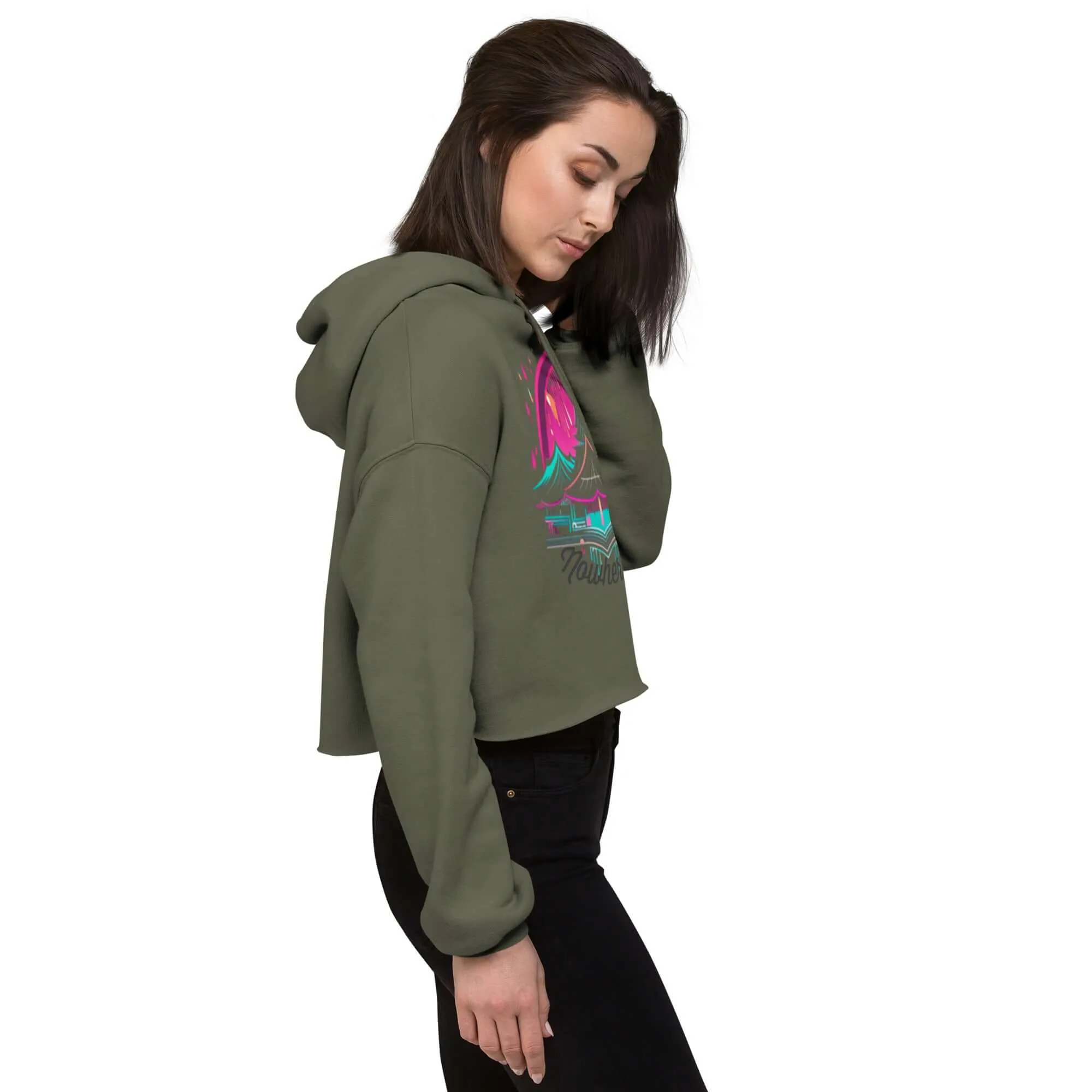 Nowhere2be Mountain Graphic Crop Hoodie