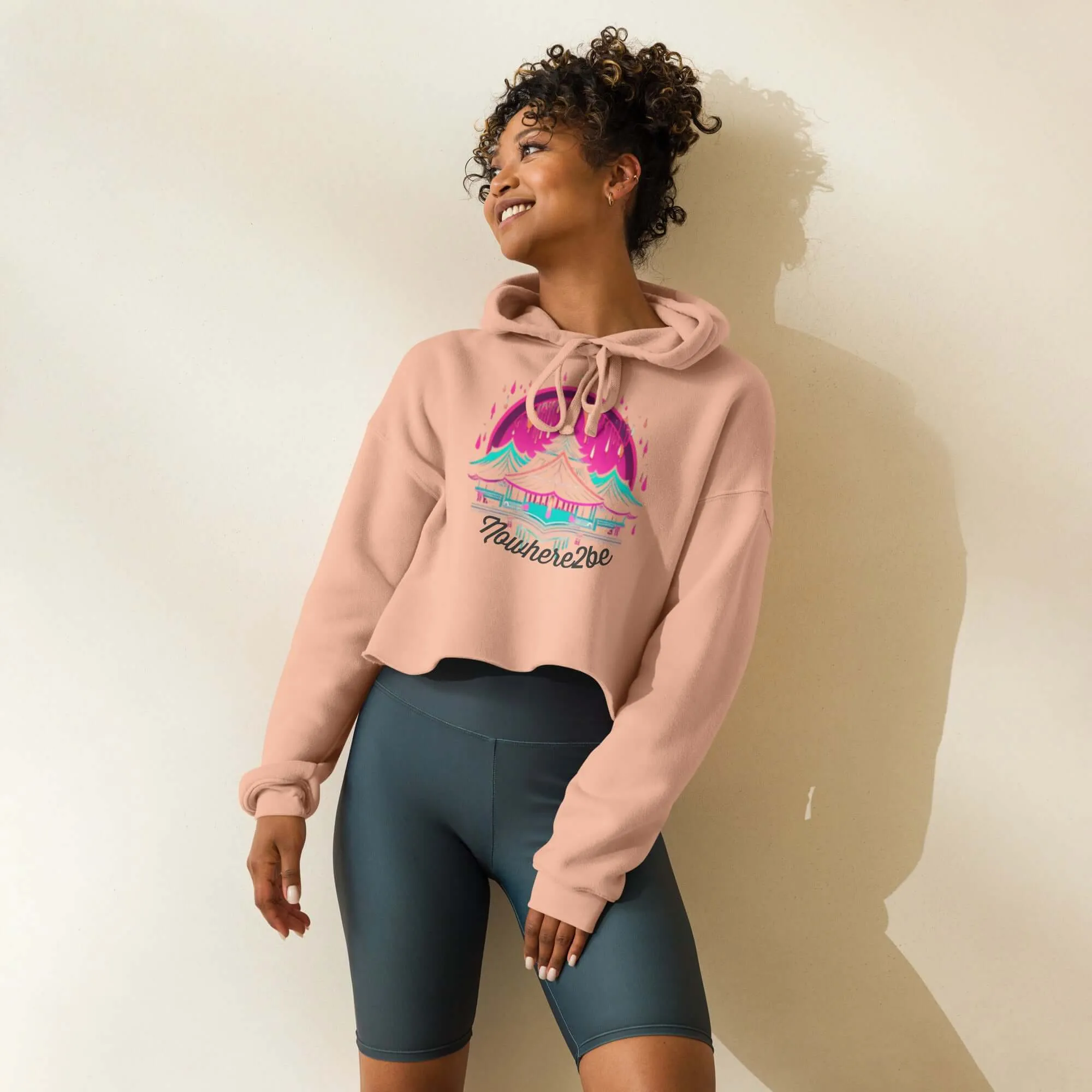 Nowhere2be Mountain Graphic Crop Hoodie