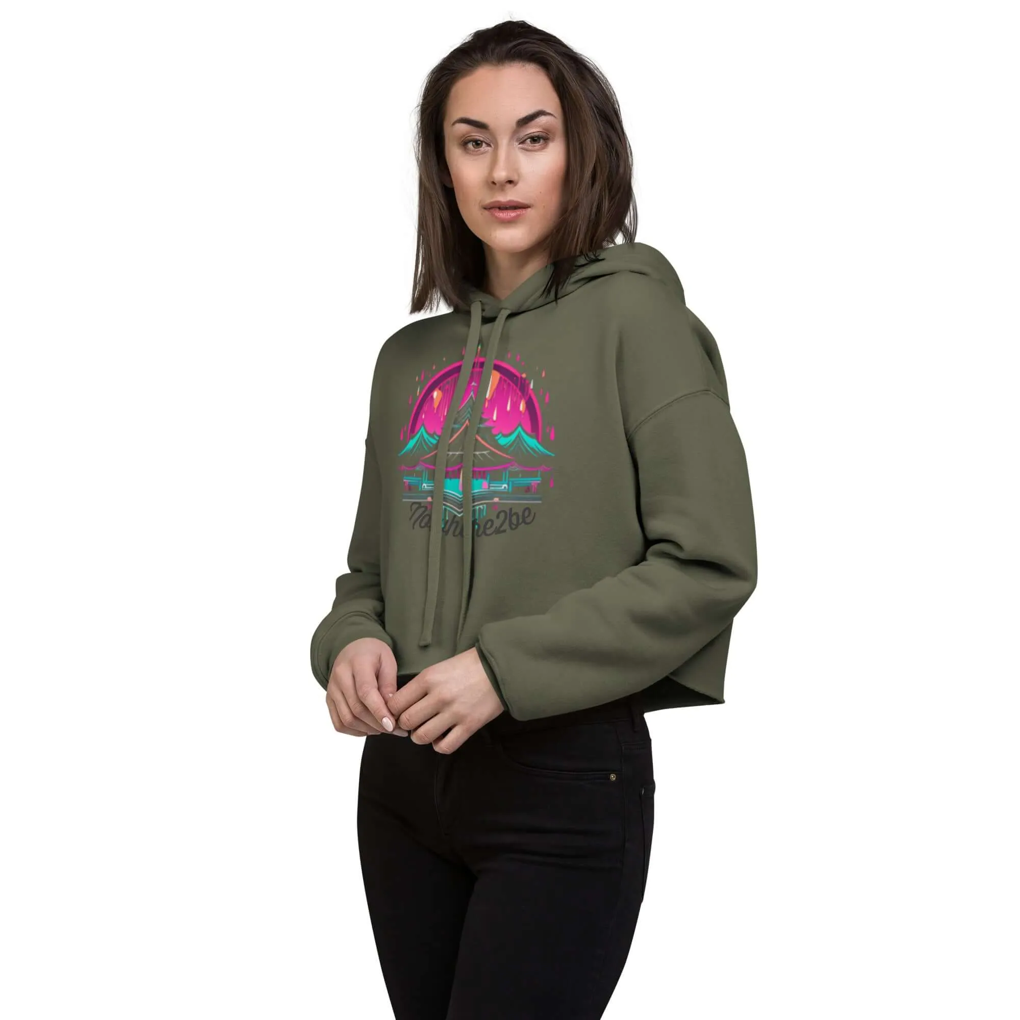 Nowhere2be Mountain Graphic Crop Hoodie