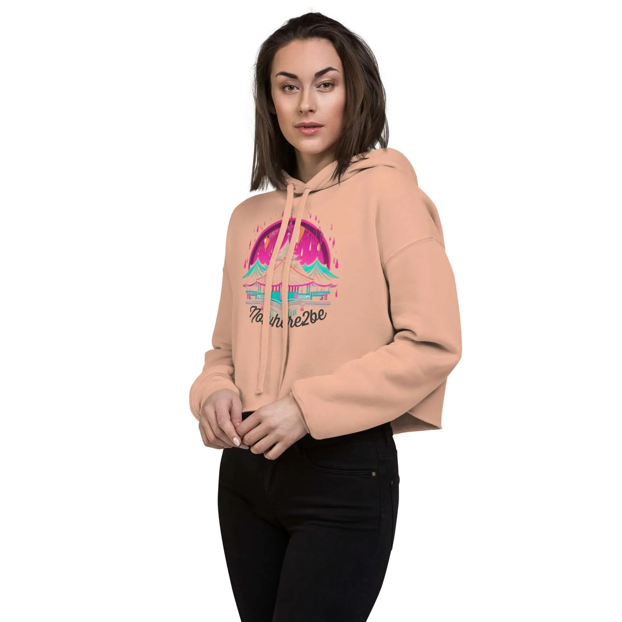 Nowhere2be Mountain Graphic Crop Hoodie