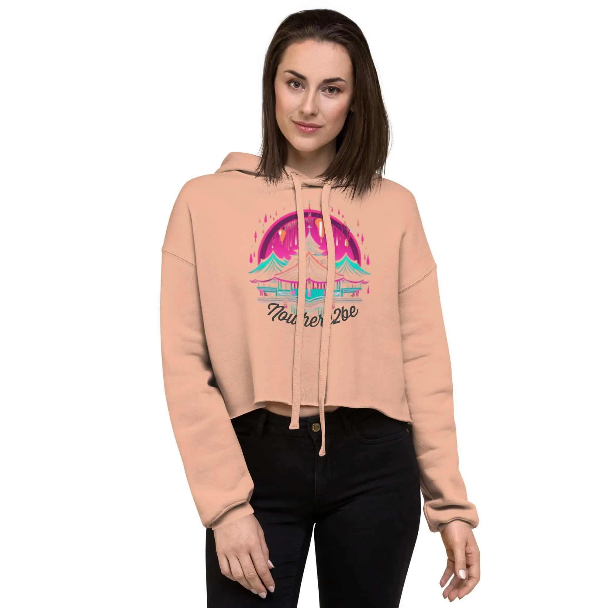 Nowhere2be Mountain Graphic Crop Hoodie