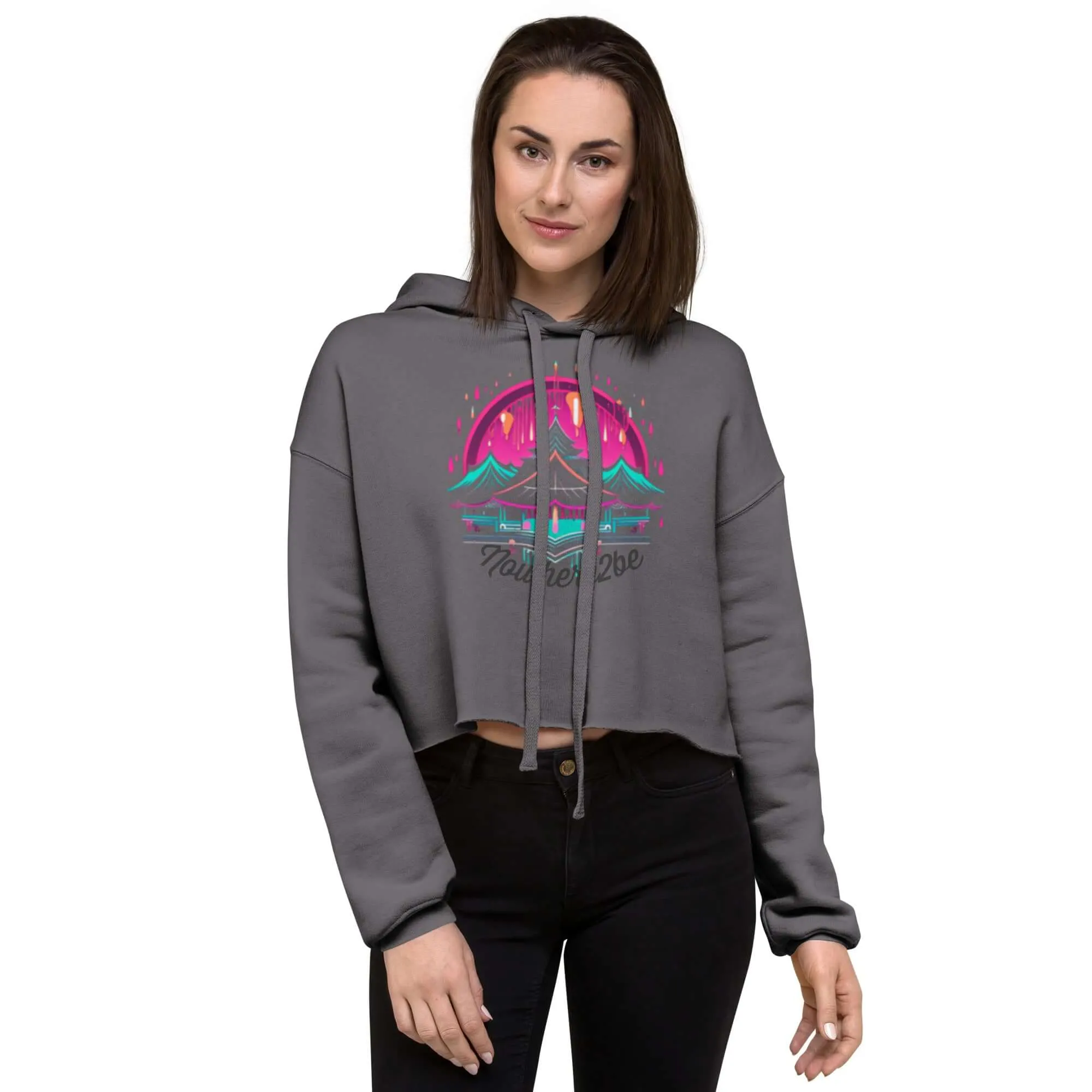 Nowhere2be Mountain Graphic Crop Hoodie