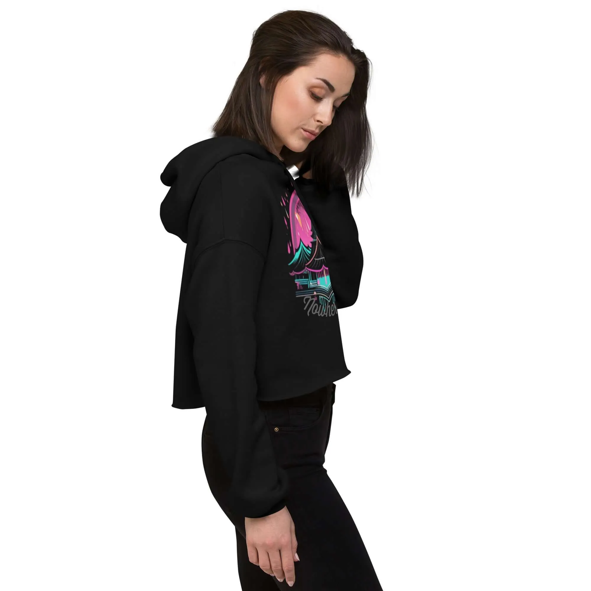 Nowhere2be Mountain Graphic Crop Hoodie