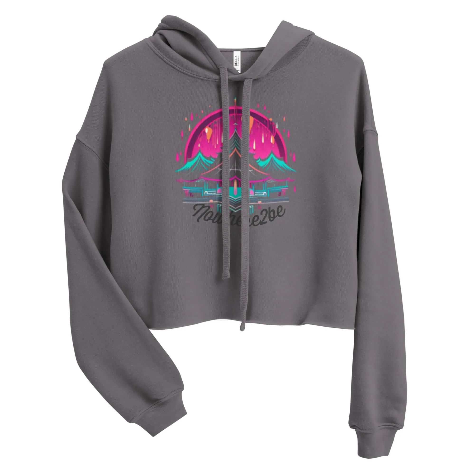 Nowhere2be Mountain Graphic Crop Hoodie