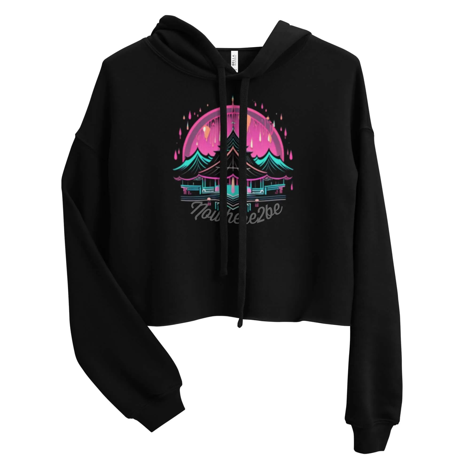 Nowhere2be Mountain Graphic Crop Hoodie