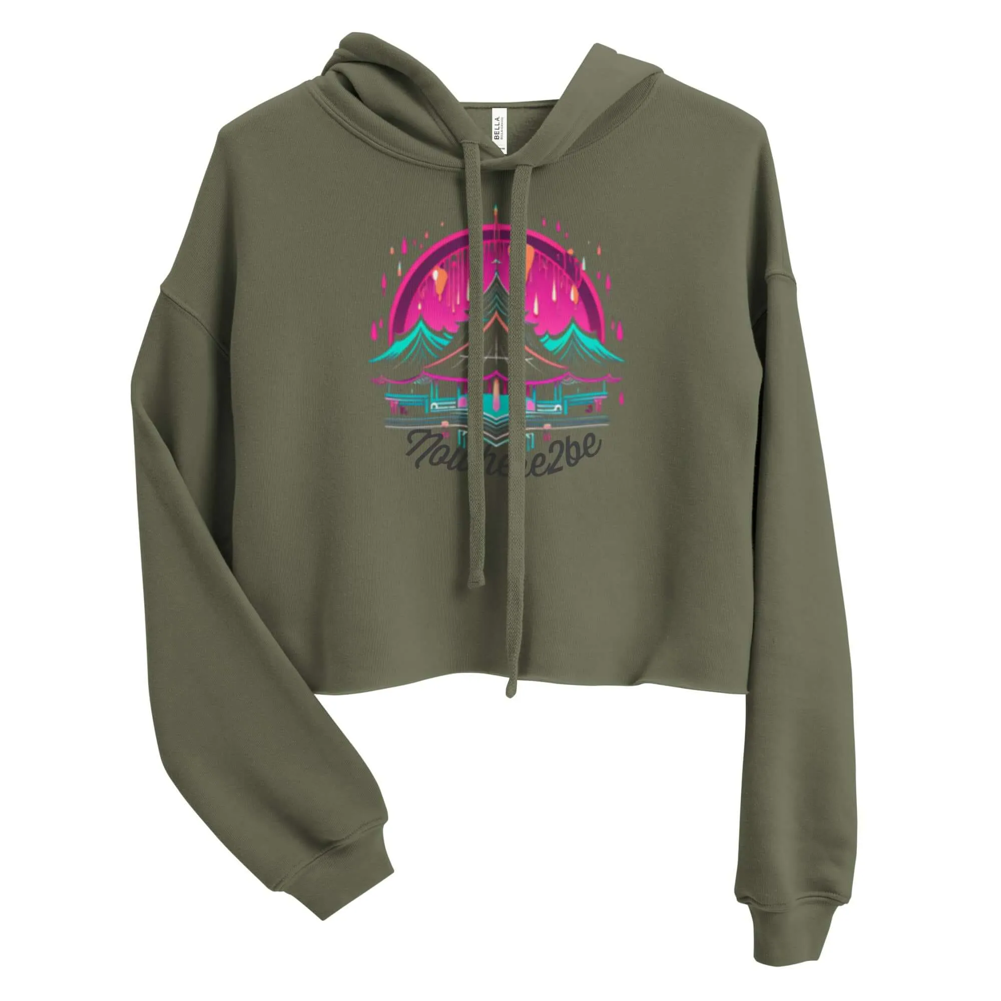 Nowhere2be Mountain Graphic Crop Hoodie