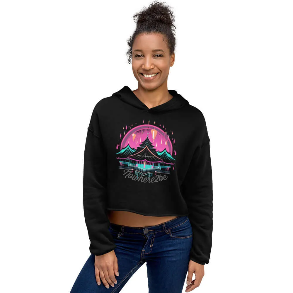 Nowhere2be Mountain Graphic Crop Hoodie