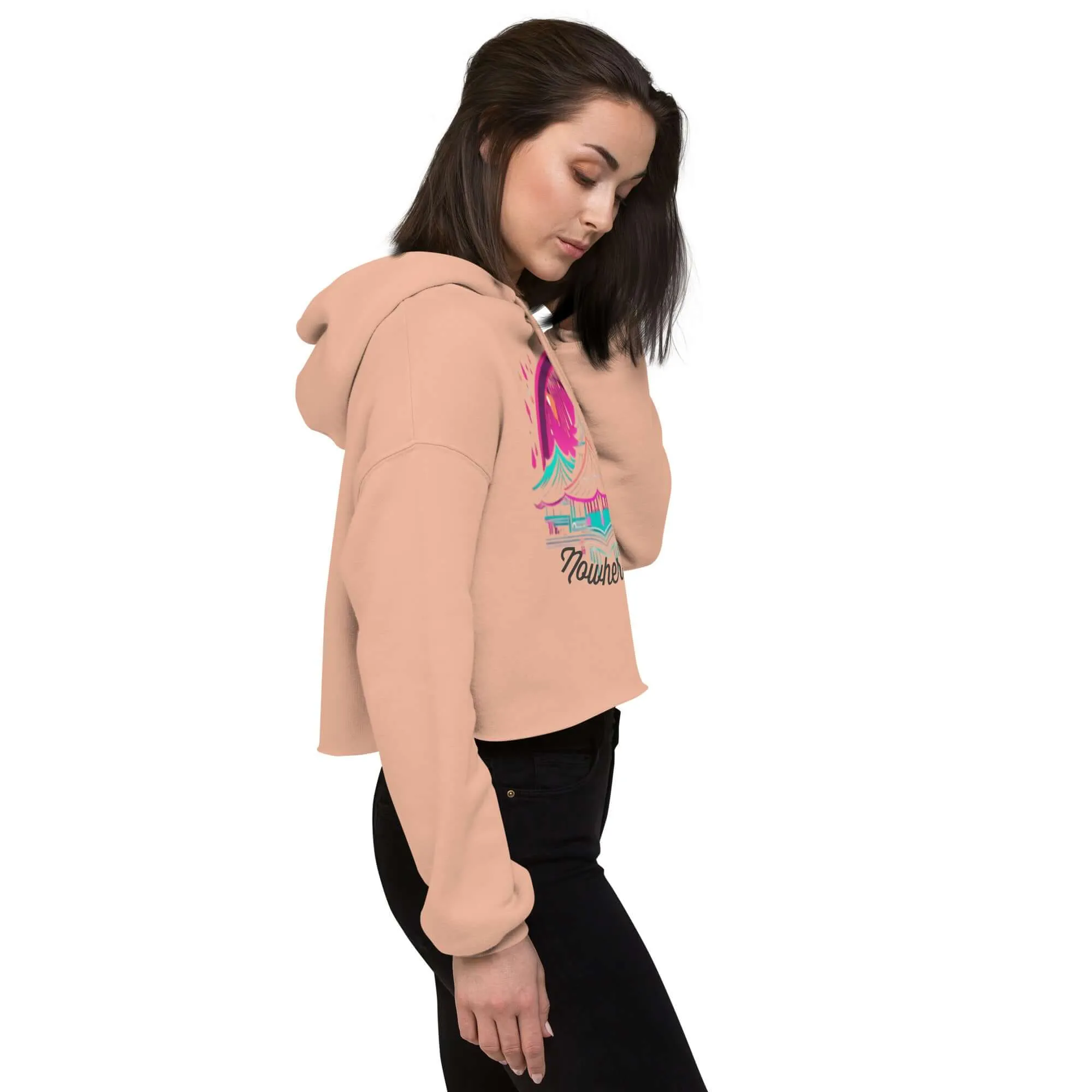 Nowhere2be Mountain Graphic Crop Hoodie