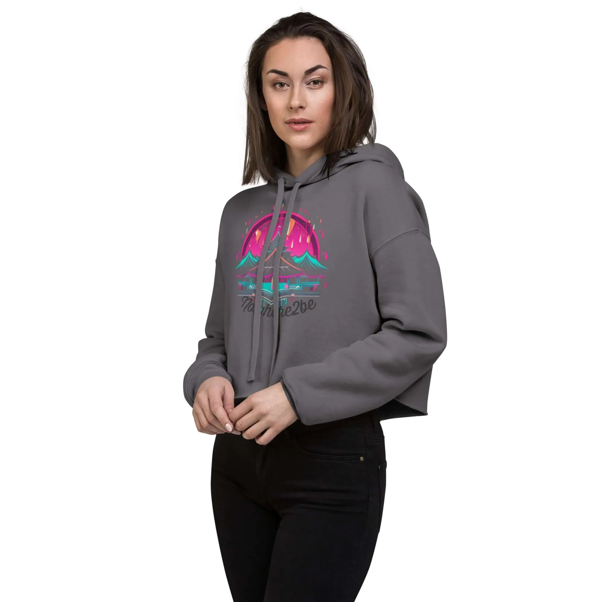 Nowhere2be Mountain Graphic Crop Hoodie