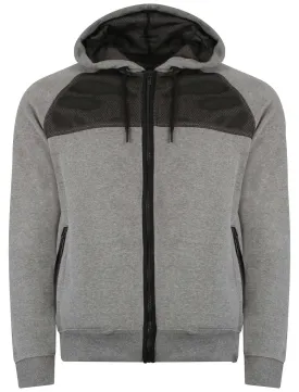 Owen Mesh Panel Zip Through Hoodie in Mid Grey Marl - Dissident