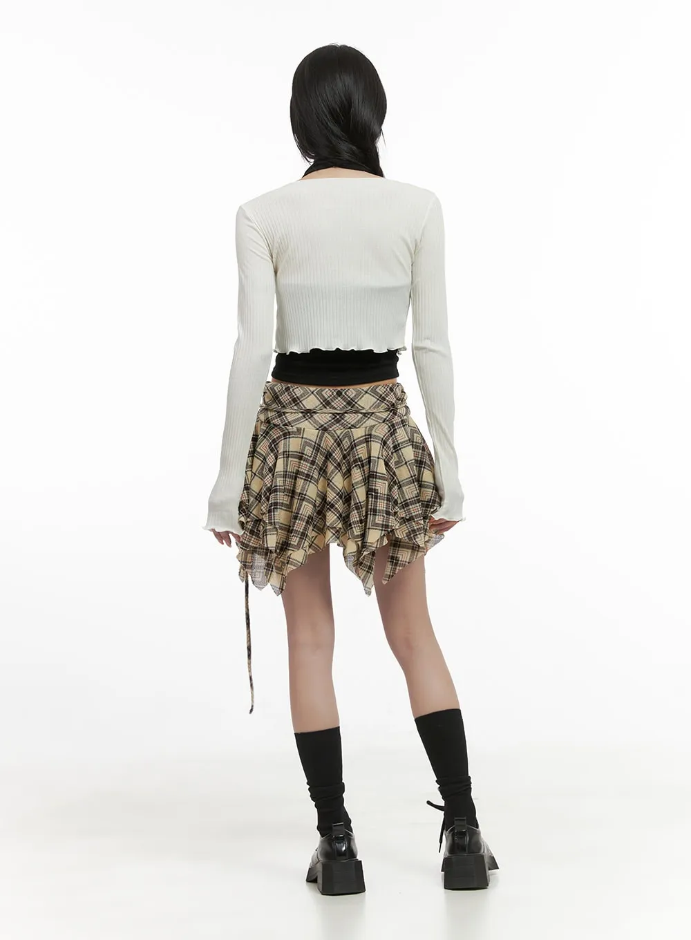 Plaid Banded Mini Skirt CS413