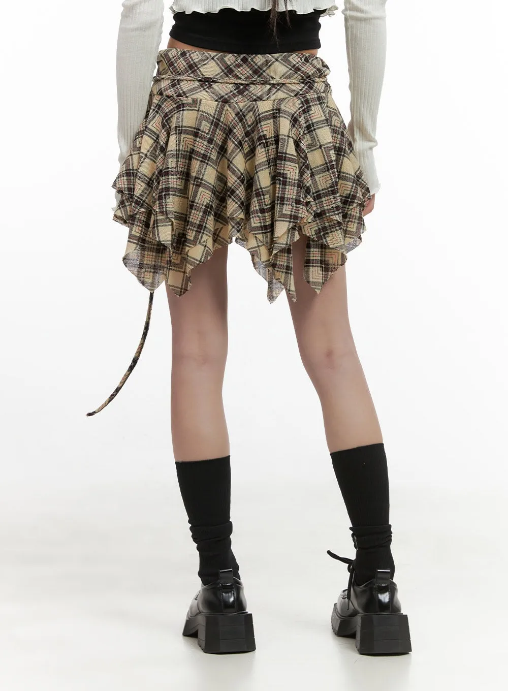 Plaid Banded Mini Skirt CS413